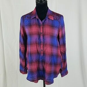 Lucky Brand women size XS slip on plaid long sleev